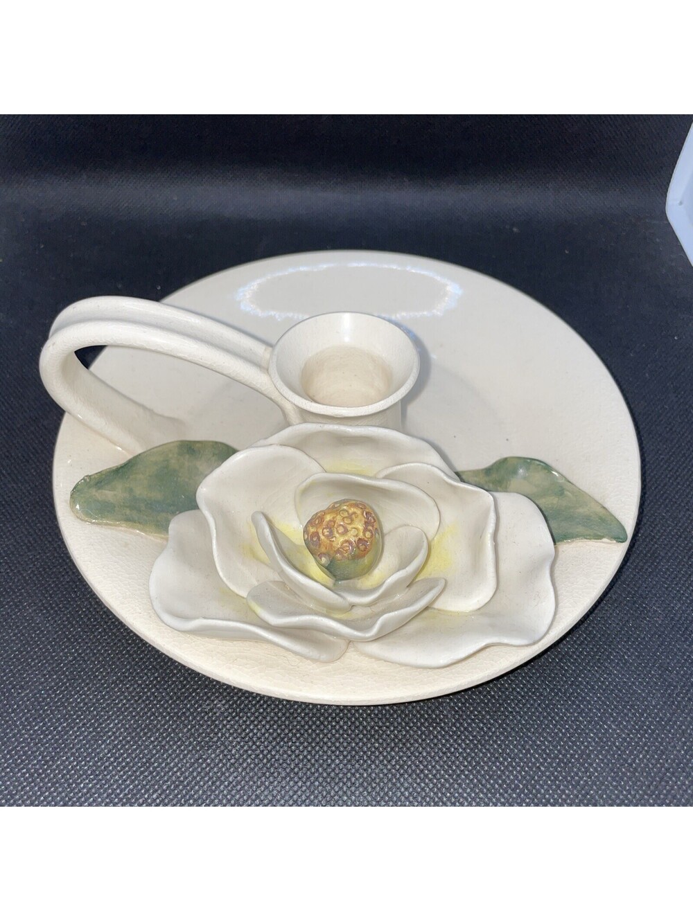 Piney Woods Magnolia Pottery Candle Holder